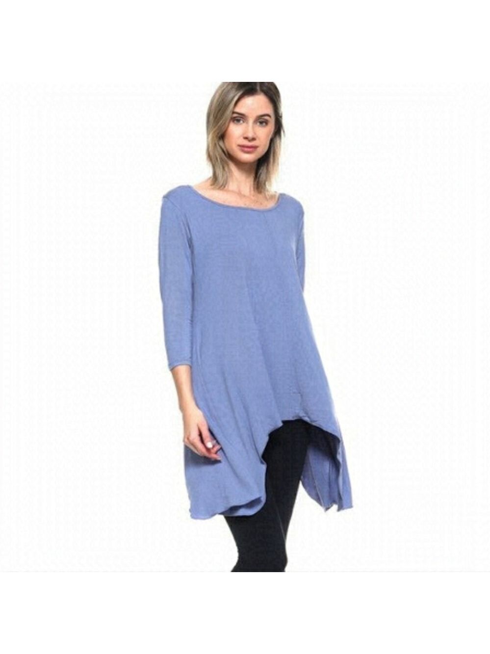 YELETE 3/4 Sleeve Misty Blue Tunic Top Size Small NWT